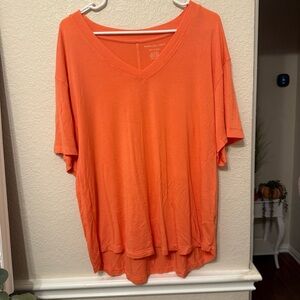 American Eagle Outfitters Women's Orange V-Neck Top XL